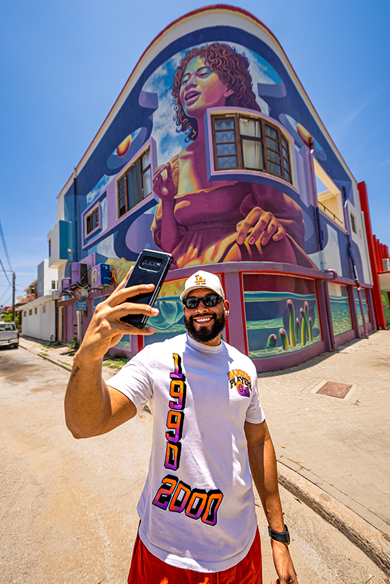 taking pictures during de palm tours jeep tour safari through san nicolas street art